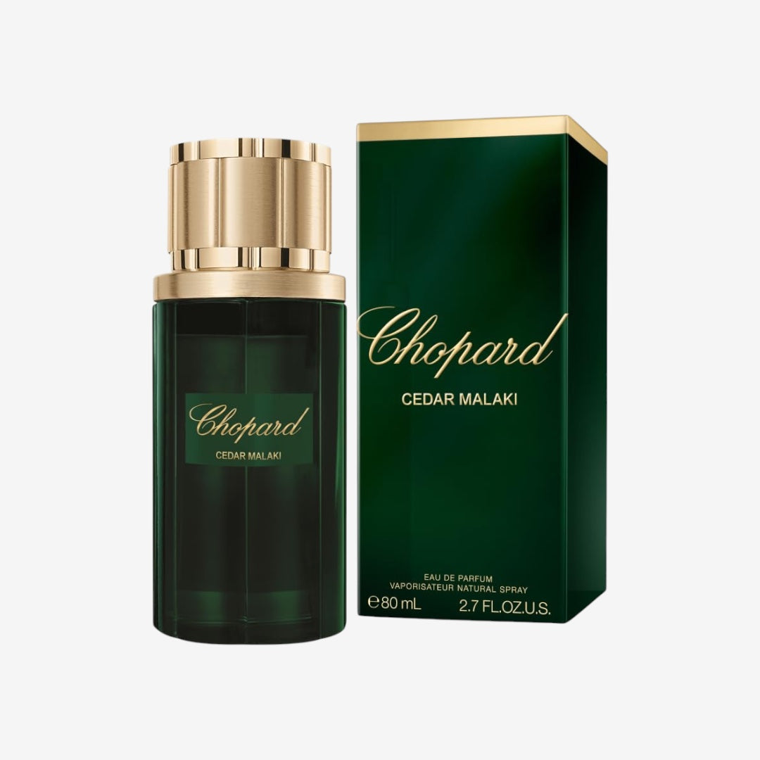 Chopard Cedar Malaki 80 ml – Eau de Parfum für Männer – Holzig-aromatisches Duft – Majestätische Noten von Zeder, Grapefruit, Patchouli und Tonkabohne – Schwarzer Glasflakon