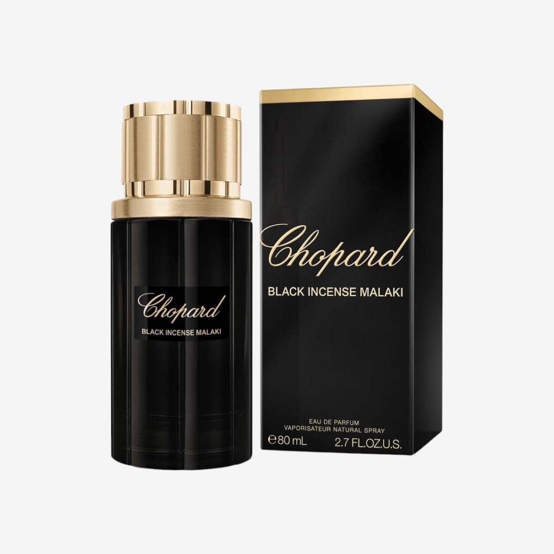 Chopard Black Incense Malaki 80 ml - Eau de Parfum für Männer – Rauchig-holziger Duft – Noten von Weihrauch, Rauchigen Schwarzen Hölzern, Muskatellersalbei und Gewürzen – Schwarzer Glasflakon
