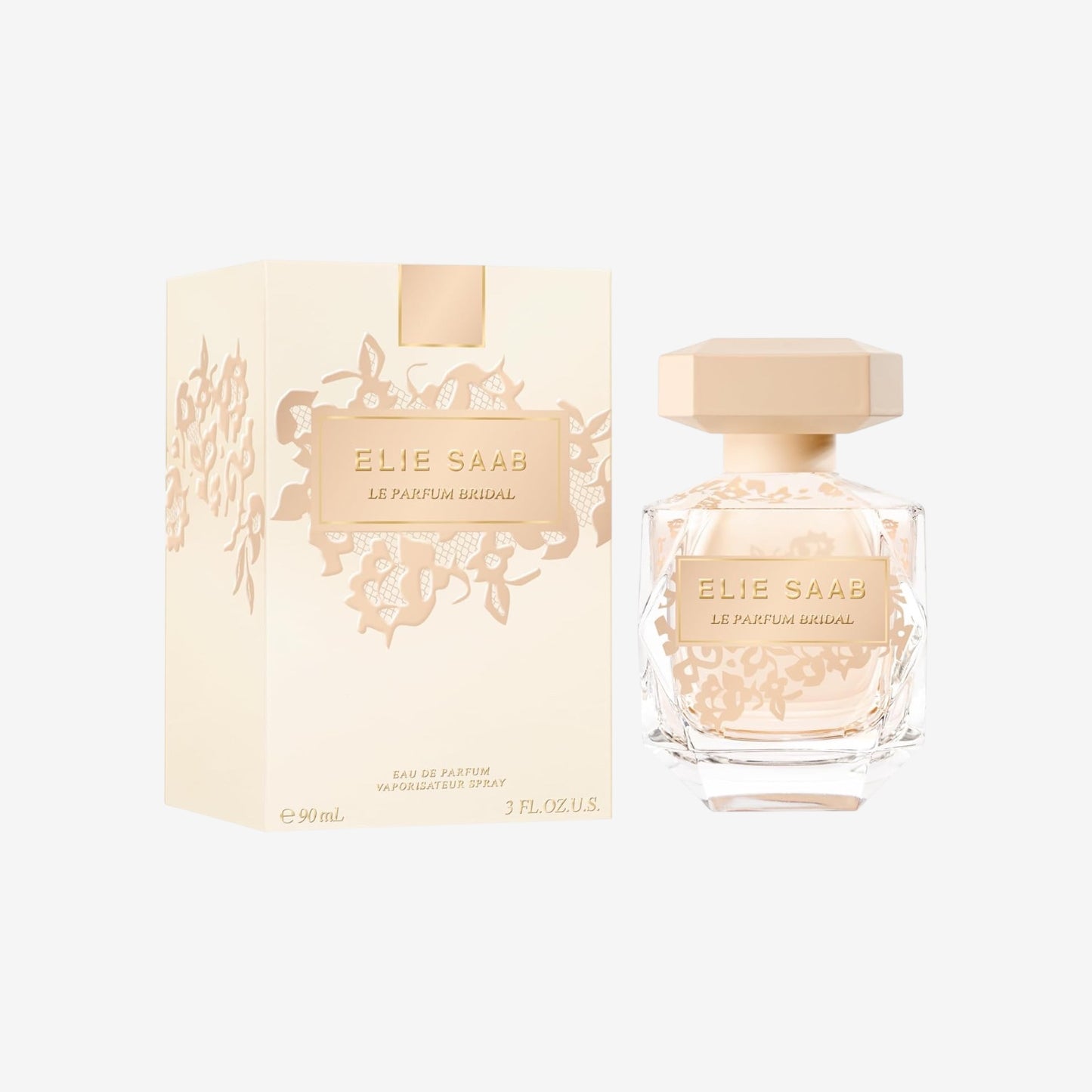 Elie Saab Le Parfum Bridal 90 ml – Eau de Parfum 90 – Frauen Parfüm – Florale Moschusnoten – Beiger Glasflakon