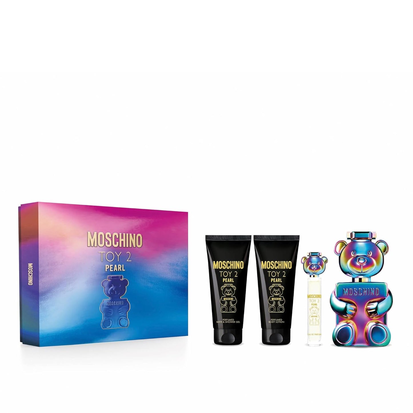 Moschino Toy 2 Pearl EAU de Parfum Geschenkset 2024 (100 ml EDP, Bodylotion, Duschgel und 10 ml Reisespray)