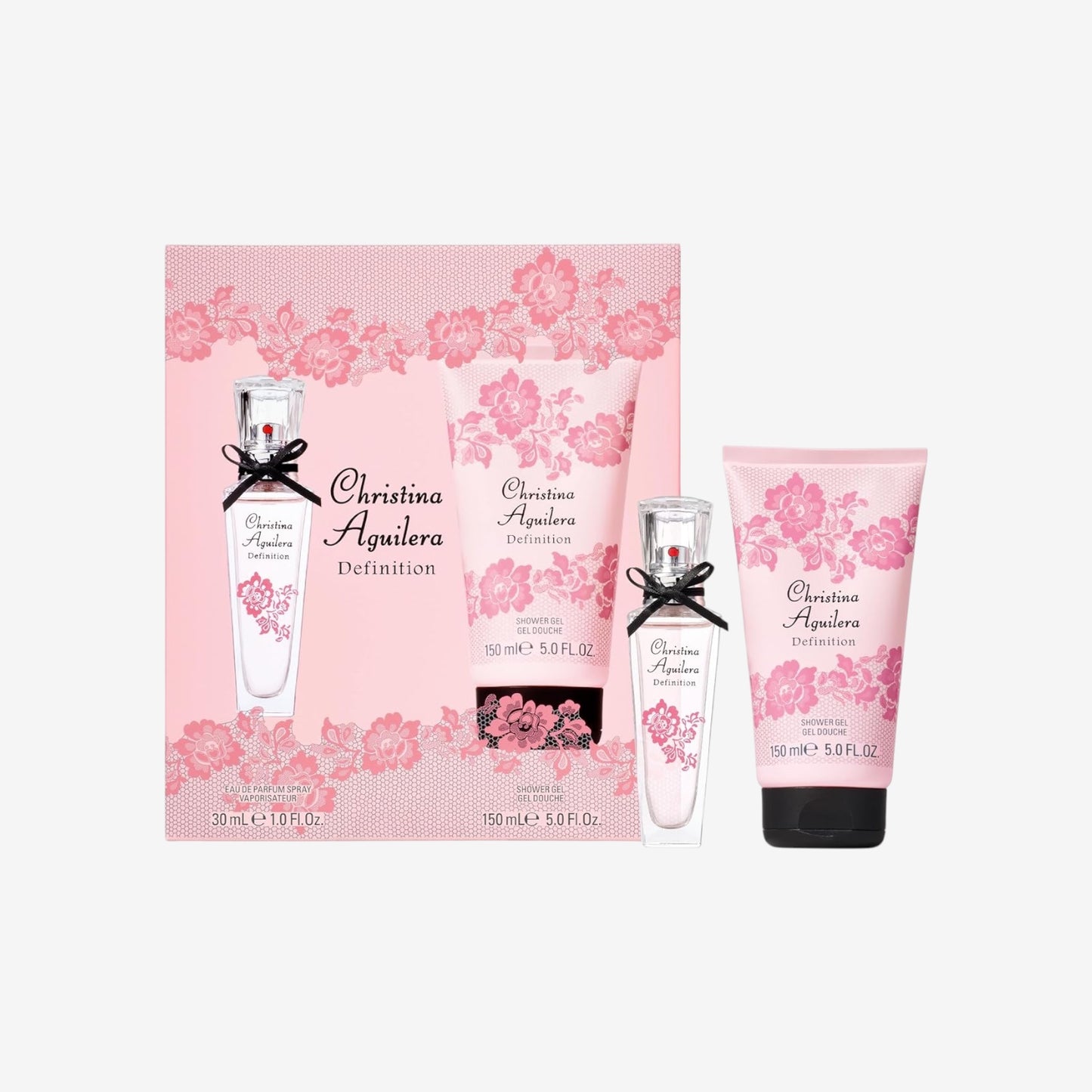 Christina Aguilera – Definition 2-teiliges Set, floraler Moschusduft, sizilianische Bergamotte, Italienische Mandarinen & Mountain Rose Apfel, feminin & lebhaftes 150 ml Duschgel + 30 ml Eau de Parfum
