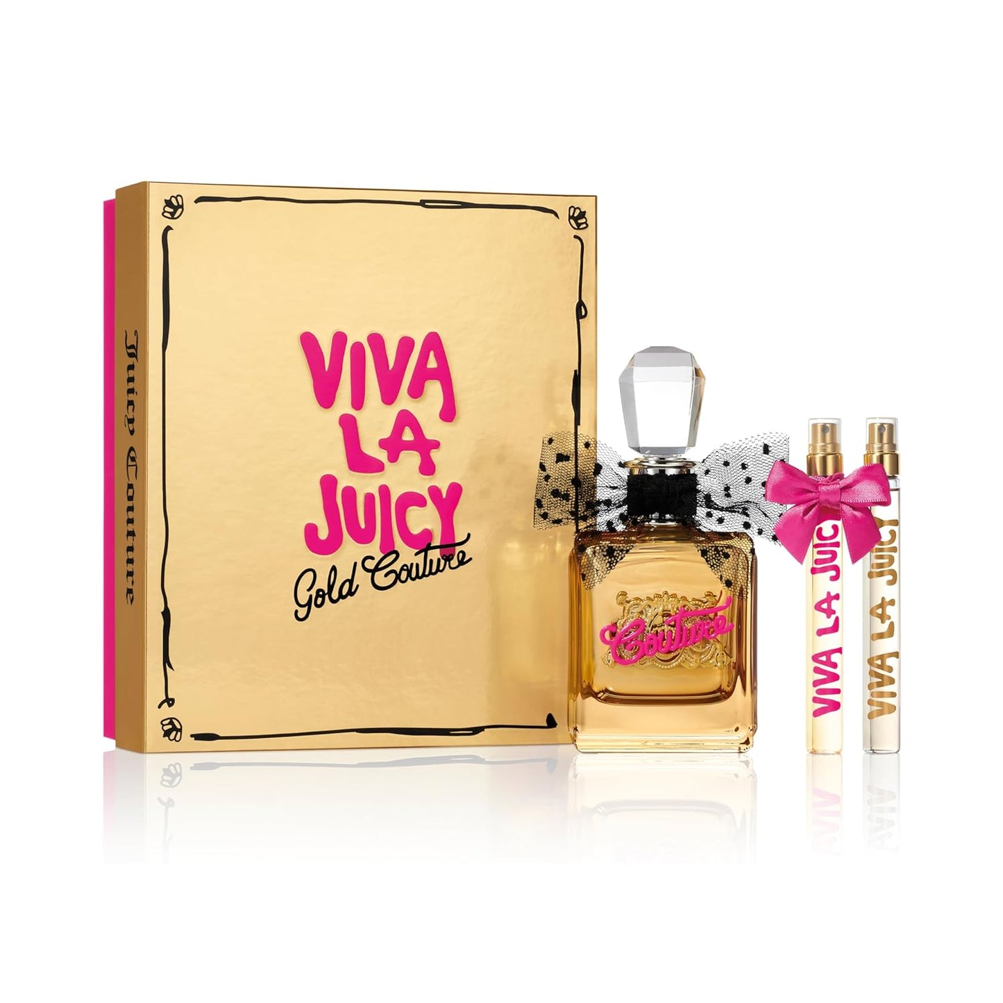 Juicy Couture Gold Couture Set Trio Eau de Parfum Spray für Damen, Taschenspray, sinnlicher Duft, blumig und fruchtig, Geschenk für Damen