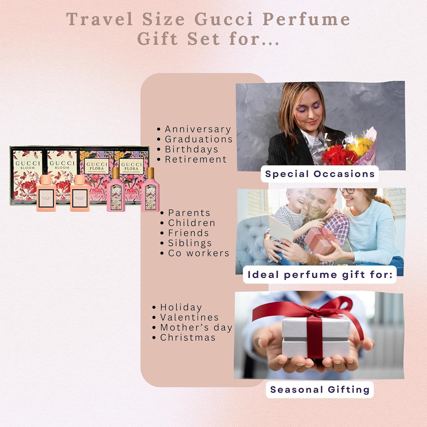 Gucci Parfums für Frauen - 4 Stück Damenduft Geschenkset für Frauen - 2x Gucci Bloom Parfüm für Frauen 4,5 g und 2x Gucci Flora Parfüm für Frauen 4,5 g