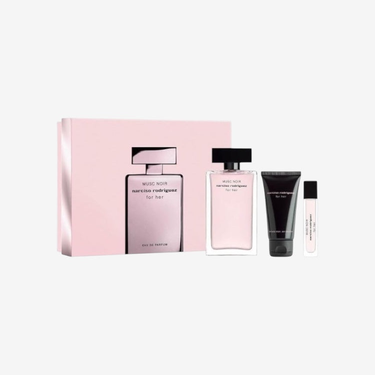 Narciso Rodriguez for Her Musc Noir EAU de Parfum, 100 ml, Geschenkset 2023 (enthält 100 ml EDP, 50 ml Body Lotion und 10 ml Travel Spray)