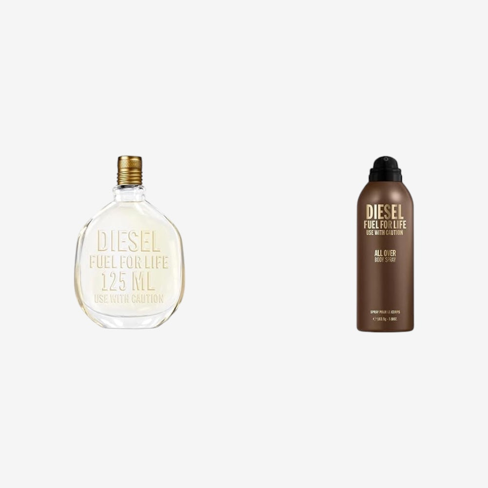 Diesel Fuel For Life Parfüm Herren| Männer Parfum| Parfume Men, Frischer und holziger Duft| 125ml + Bodyspray, Körperspray mit frischem und kraftvollem Duft nach Lavendel, Moschus und Holz | 200 ml