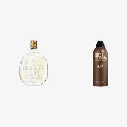 Diesel Fuel For Life Parfüm Herren| Männer Parfum| Parfume Men, Frischer und holziger Duft| 125ml + Bodyspray, Körperspray mit frischem und kraftvollem Duft nach Lavendel, Moschus und Holz | 200 ml