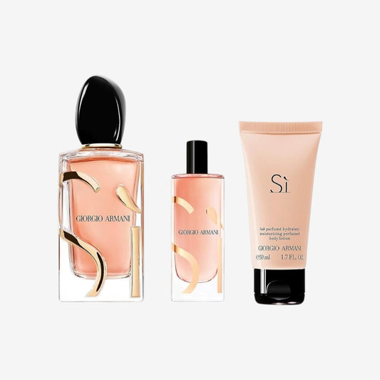 Giorgio Armani Sì Intense Geschenkset, Eau de Parfum 100 ml + 15 ml, Körperlotion 50 ml, Valentine Edition 2024