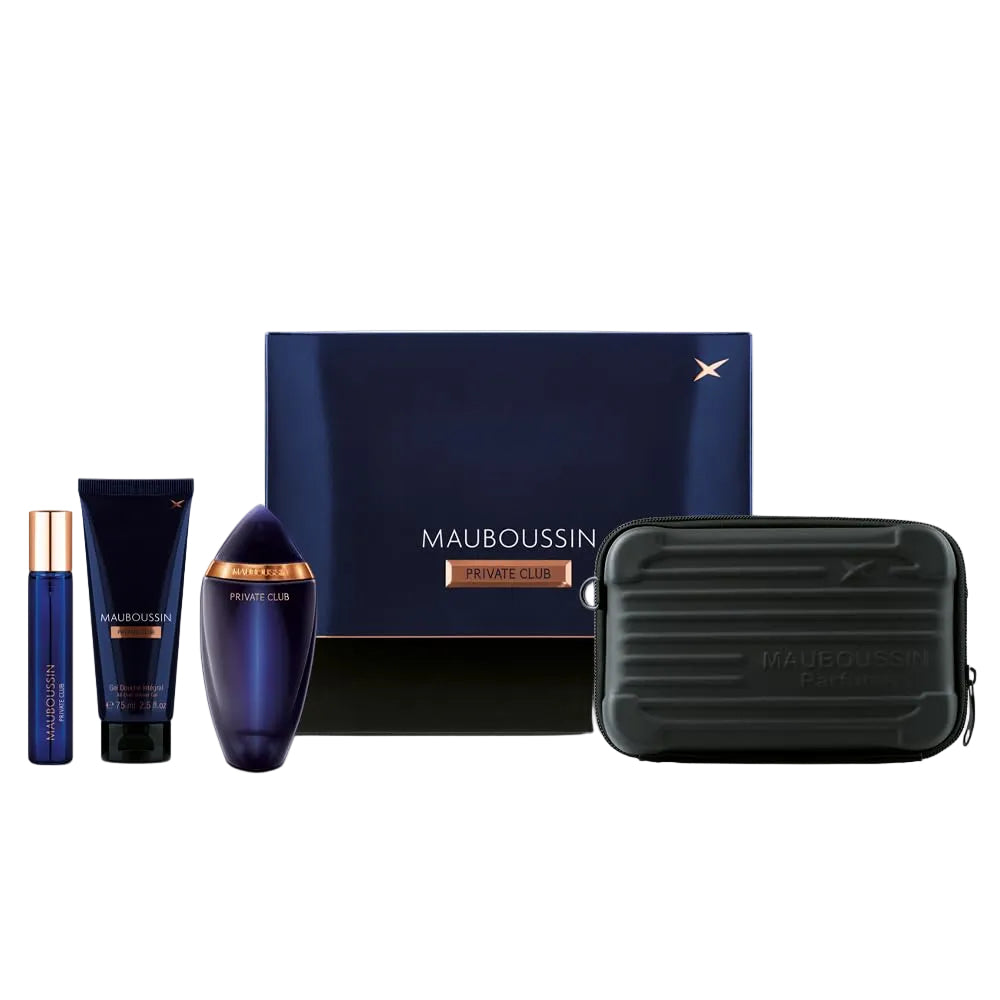 Mauboussin - Prestige Set Private Club : Eau de Parfum 100ml, Duschgel 75ml, Reisespray 20ml & Pouch Bag