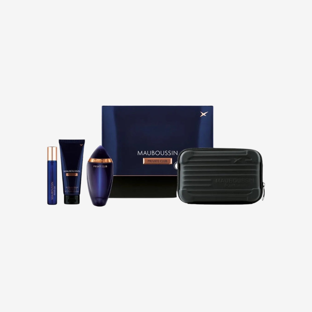 Mauboussin - Prestige Set Private Club : Eau de Parfum 100ml, Duschgel 75ml, Reisespray 20ml & Pouch Bag
