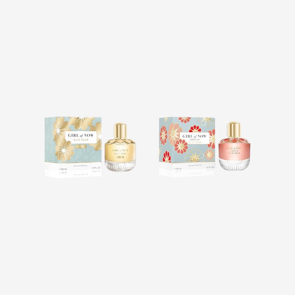 Elie Saab Ladies Gift Set - Girl of Now 50ml + Girl of Now Forever 50ml - Floral, Gourmande and Fruity Eau de Parfums - Positive Energy and Radiant Feminity