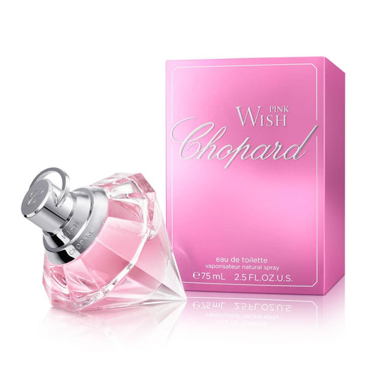 Chopard Pink Wish 75 ml – Eau de Toilette für Frauen – Blumig-fruchtiger Duft – Strahlende Noten von Mandarine, Neroli, Pfirsich, Amber und Sandelholz – Parfum Damen – Transparenter Glasflakon