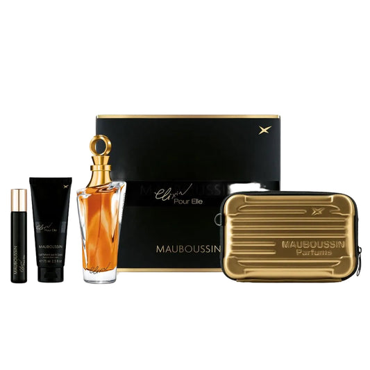 Mauboussin - Prestige Set Elixir Pour Elle : Eau de Parfum 100ml, Körperlotion 75ml, Reisespray 20ml & Pouch Bag