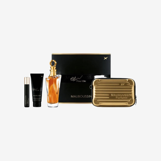 Mauboussin - Prestige Set Elixir Pour Elle : Eau de Parfum 100ml, Körperlotion 75ml, Reisespray 20ml & Pouch Bag