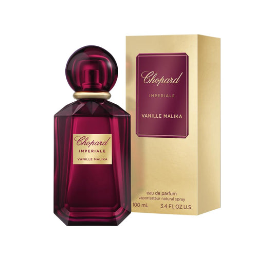 Chopard Vanille Malika 100 ml – Eau de Parfum für Frauen – Amber Gourmand Duft – Sinnliche Noten von Vanille, rosa Pfeffer, Lychee und Cashmeran – Parfum Damen – Roter Glasflakon