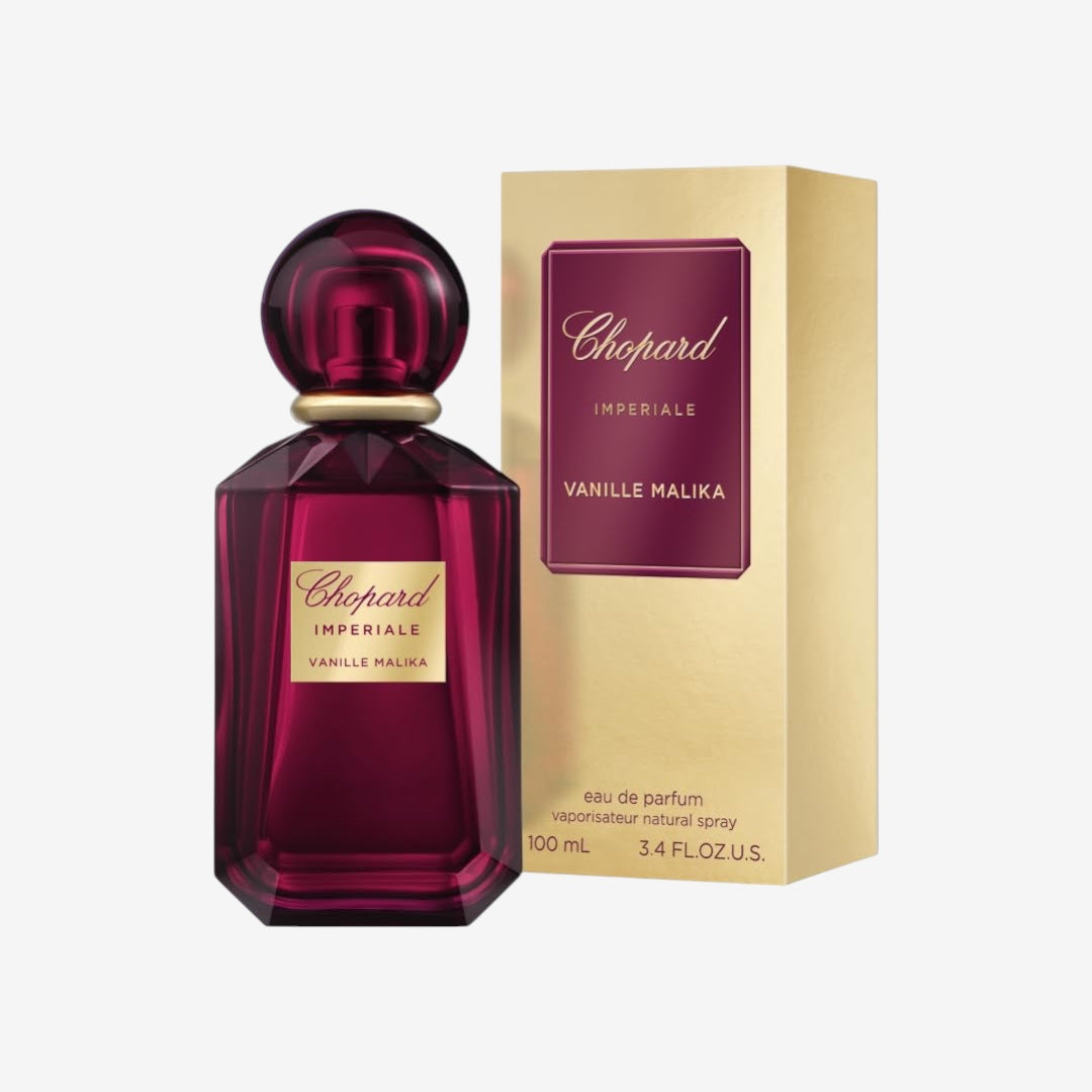 Chopard Vanille Malika 100 ml – Eau de Parfum für Frauen – Amber Gourmand Duft – Sinnliche Noten von Vanille, rosa Pfeffer, Lychee und Cashmeran – Parfum Damen – Roter Glasflakon