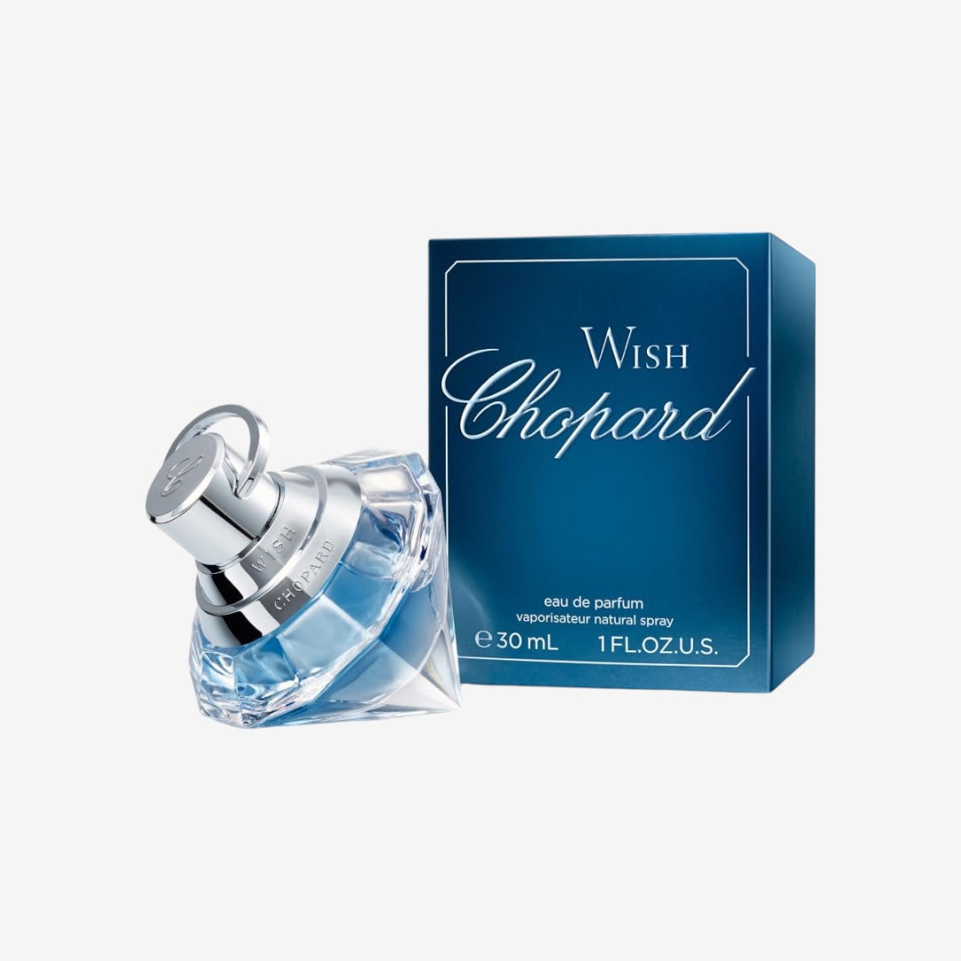 Chopard Wish 30 ml – Eau de Parfum für Frauen – Amber Gourmand Duft – Prickelnde Noten von Akazienblüte, Jasmin, Pachouli, und Lebendigem Tempel Weihrauch – Parfum Damen – Transparenter Glasflakon