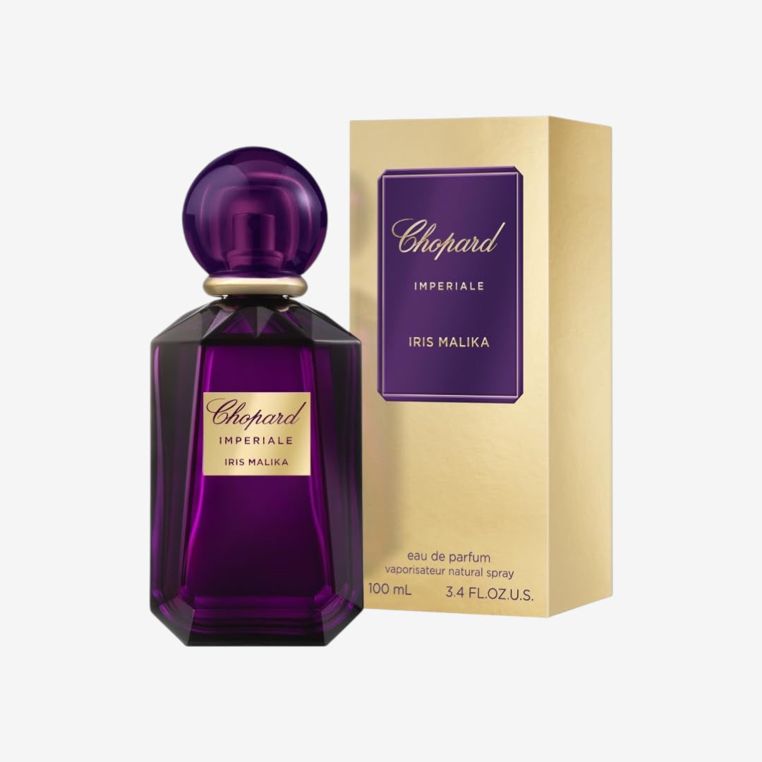 Chopard Iris Malika 100 ml – Eau de Parfum für Frauen – Amber Blumenduft – Fesselnde Noten von Iris, Jasmin, Gewürzen, Tonkabohne und Zistrose – Parfum Damen – Violetter Glasflakon