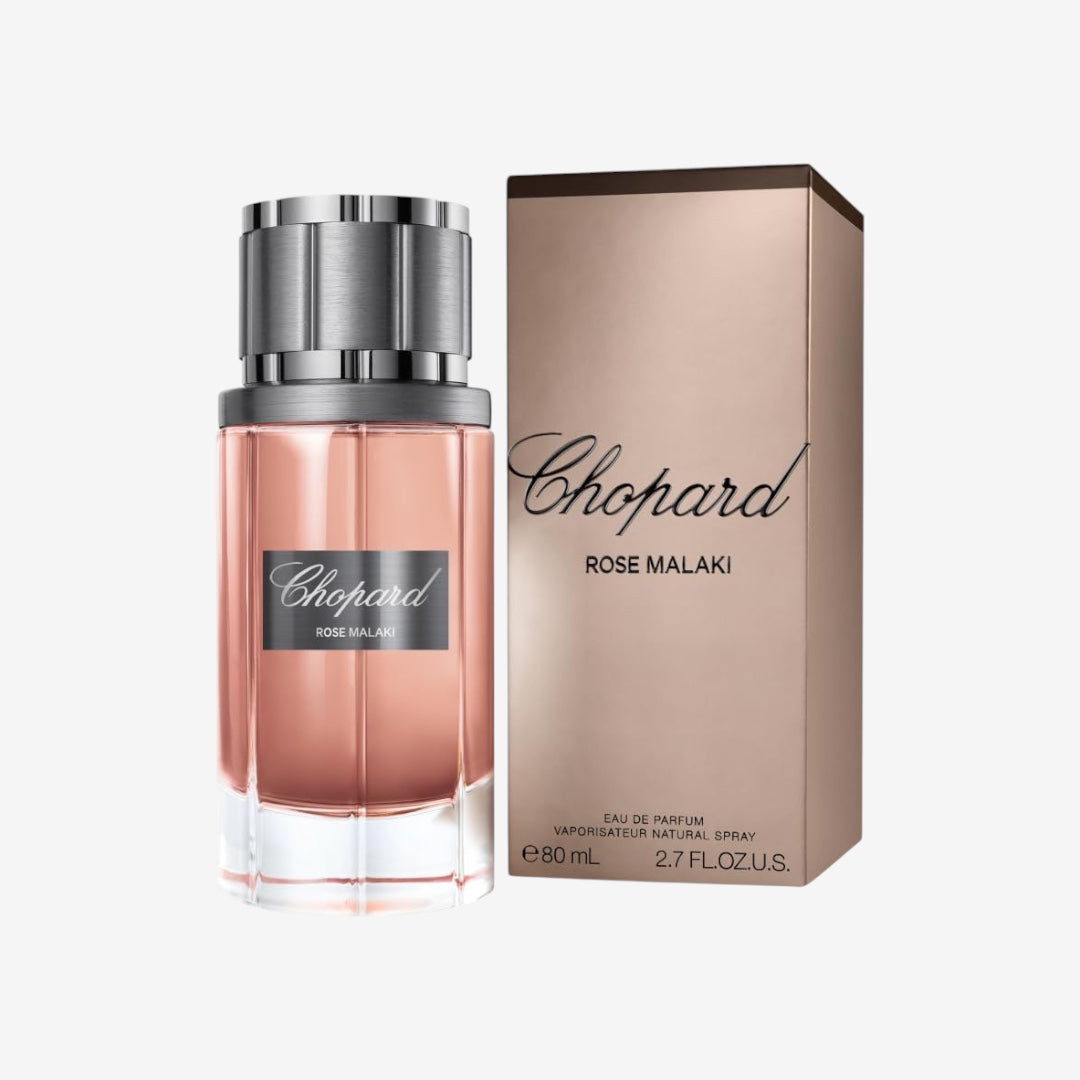 Chopard Rose Malaki 80 ml – Eau de Parfum für Männer – Würzig-blumiges Duft – Sinnliche Noten von Rose, Safran, Patchouli und Zedernholz – Transparenter Glasflakon