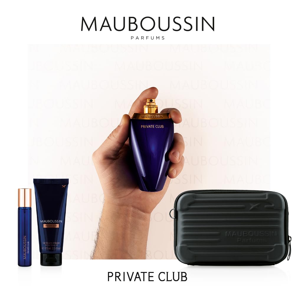 Mauboussin - Prestige Set Private Club : Eau de Parfum 100ml, Duschgel 75ml, Reisespray 20ml & Pouch Bag