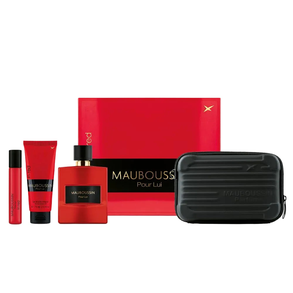 Mauboussin - Prestige Set Pour Lui In Red : Eau de Parfum 100ml, Duschgel 75ml, Reisespray 20ml & Pouch Bag