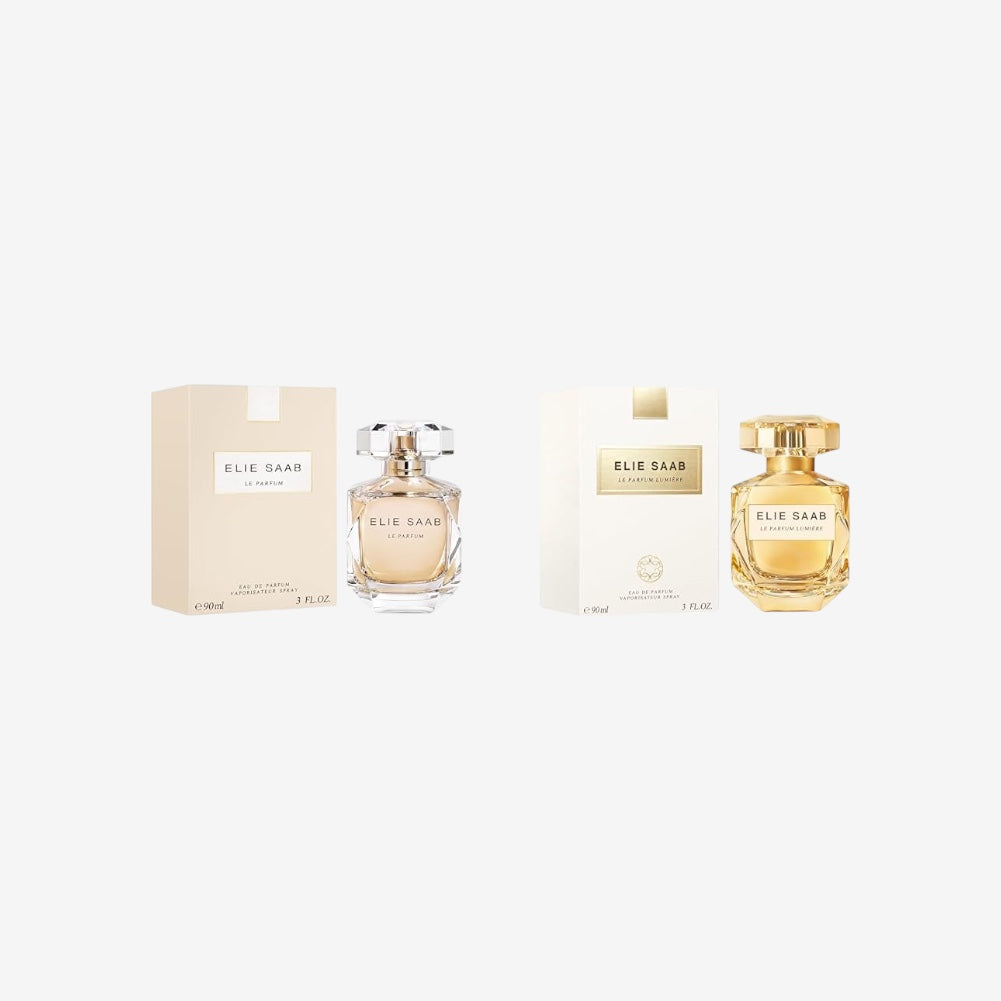Elie Saab Women's Gift Set - Le Parfum 90ml + Le Parfum Lumière 90ml - Floral and Woody Eau de Parfums - Radiant Elegance and Haute Couture Feminity