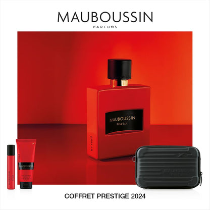 Mauboussin - Prestige Set Pour Lui In Red : Eau de Parfum 100ml, Duschgel 75ml, Reisespray 20ml & Pouch Bag