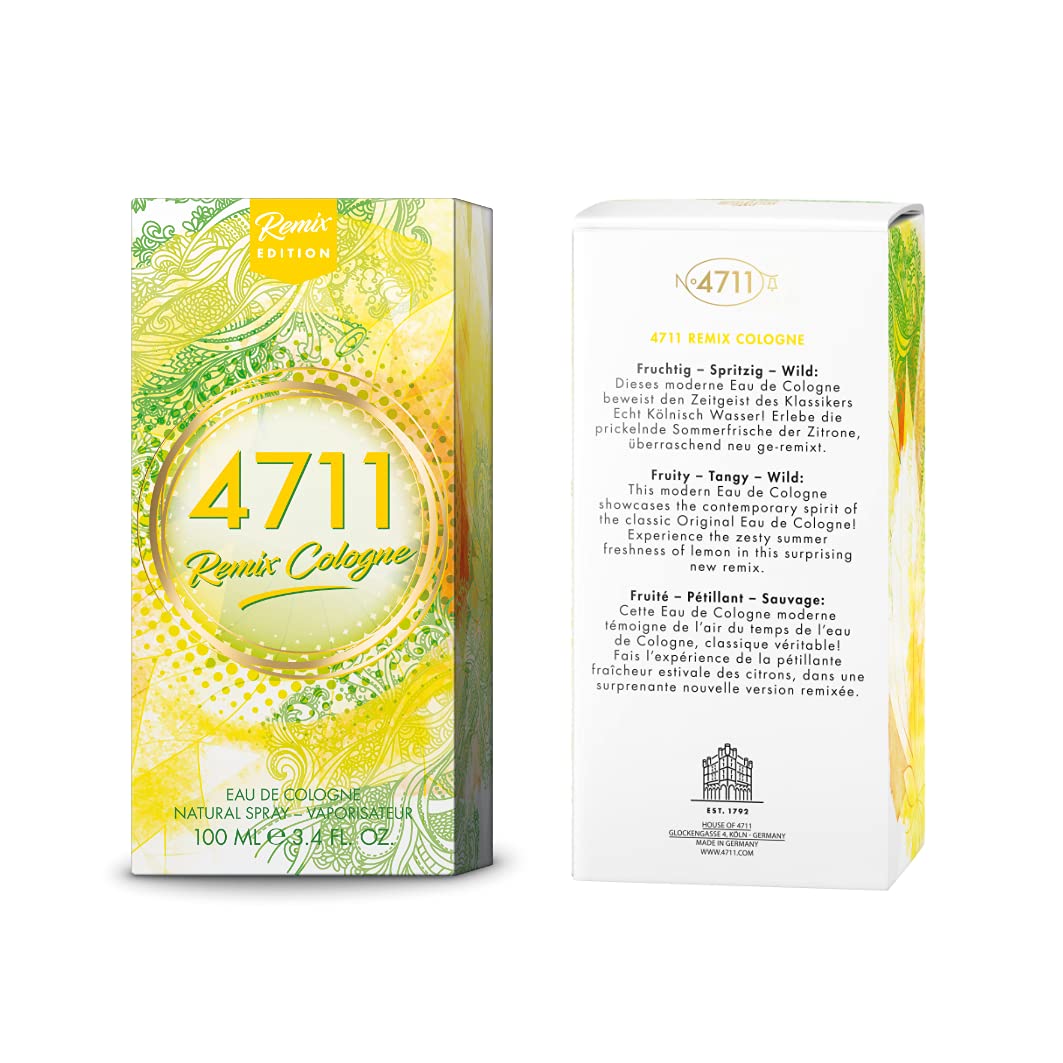4711® Remix Cologne Zitrone - Urban Summer I Eau de Cologne - fruchtig - spritzig - wild - die lebendige Frische der Zitrone sommerlich neu ge-remixt! I 100ml Natural Spray Vaporisateur