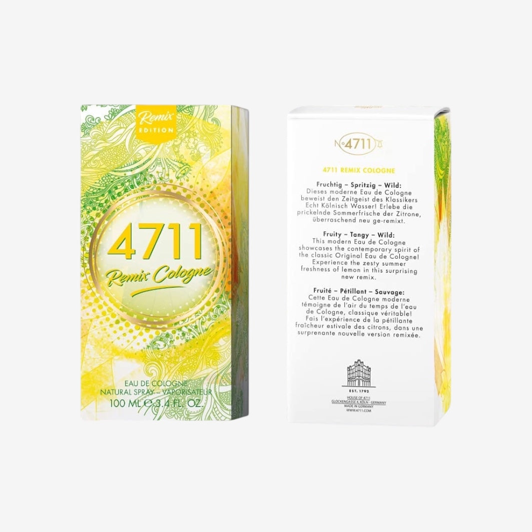 4711® Remix Cologne Zitrone - Urban Summer I Eau de Cologne - fruchtig - spritzig - wild - die lebendige Frische der Zitrone sommerlich neu ge-remixt! I 100ml Natural Spray Vaporisateur
