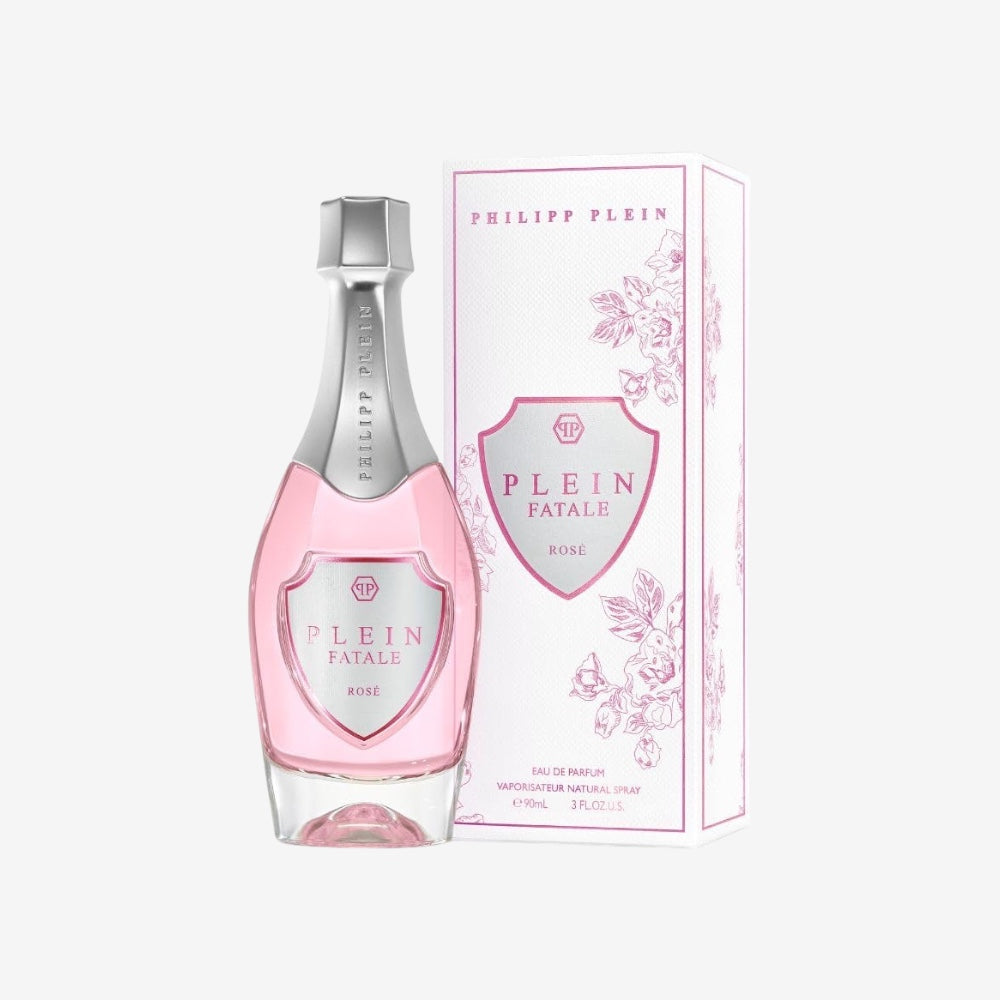 Philipp Plein – Eau de Parfum Plein Fatale Rosé 90 ml – Damenparfüm – holzig-floraler Duft – florale Holznoten – rosaroter Flakon in Form einer Champagnerflasche