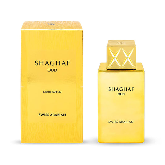 Shaghaf Oud Eau de Parfum 75ml von Swiss Arabian Safran Rose Praline Vanille Holz – Ein Duft für Damen und Herren