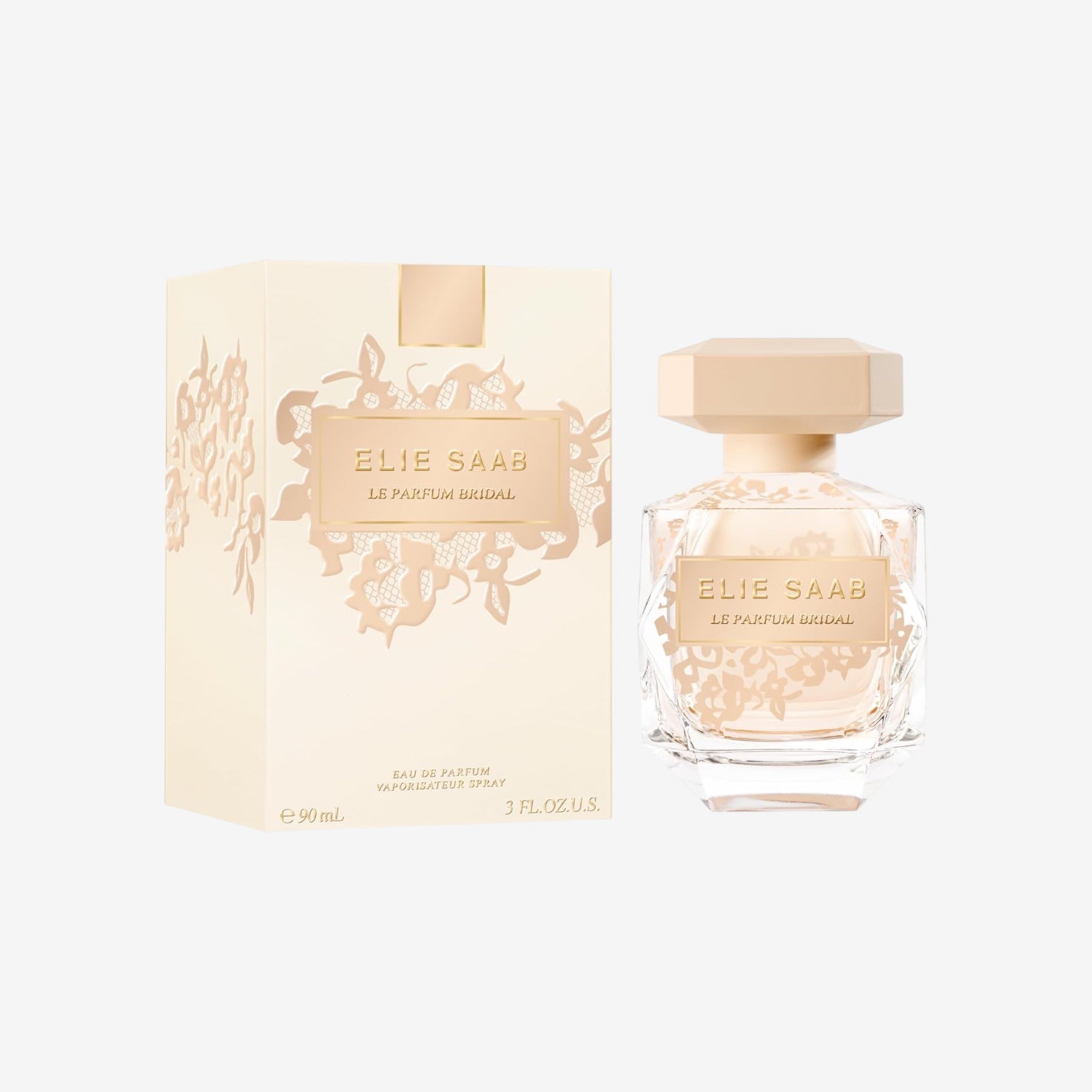 Elie Saab Le Parfum Bridal 90 ml – Eau de Parfum 90 – Frauen Parfüm – Florale Moschusnoten – Beiger Glasflakon