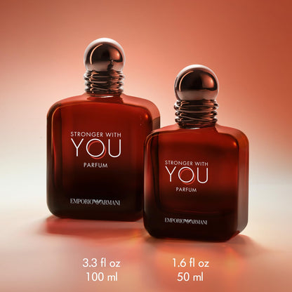 Emporio Armani Stronger With You Parfum, Armani Beauty für Herren, Herrenduft, Holzig-warmer Amber-Duft, mit Rum, Bergamotte, Lavendel, Zedernholz und Vanille, 100ml