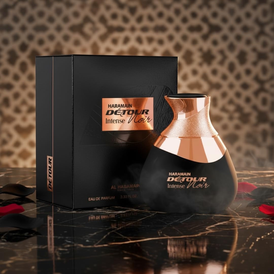 Al Haramain Detour Noir Intense 100ml Eau de Parfume Spray | Arabian Perfume for Women | Luxury Unisex Fragrance