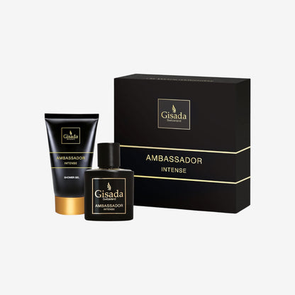 Gisada - Ambassador Intense Set | Geschenkset | Eau de Parfum 50 ml & Duschgel 100 ml | Würziger, frischer Herrenduft