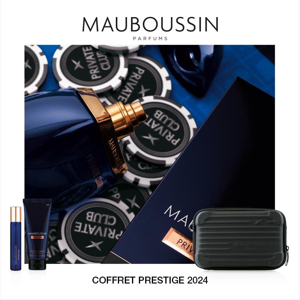 Mauboussin - Prestige Set Private Club : Eau de Parfum 100ml, Duschgel 75ml, Reisespray 20ml & Pouch Bag