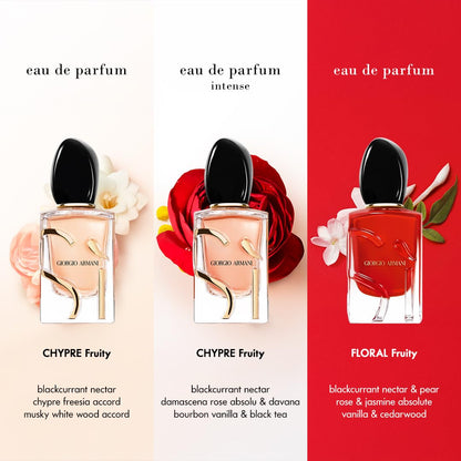 Armani – Sì Intense – Eau de Parfum – Parfüm für Frauen – Chypre Ambery Fruity Fragrance – Schwarzer Johannisbeer-Nektar, Damascena-Rose, Schwarztee-Noten – 10ml