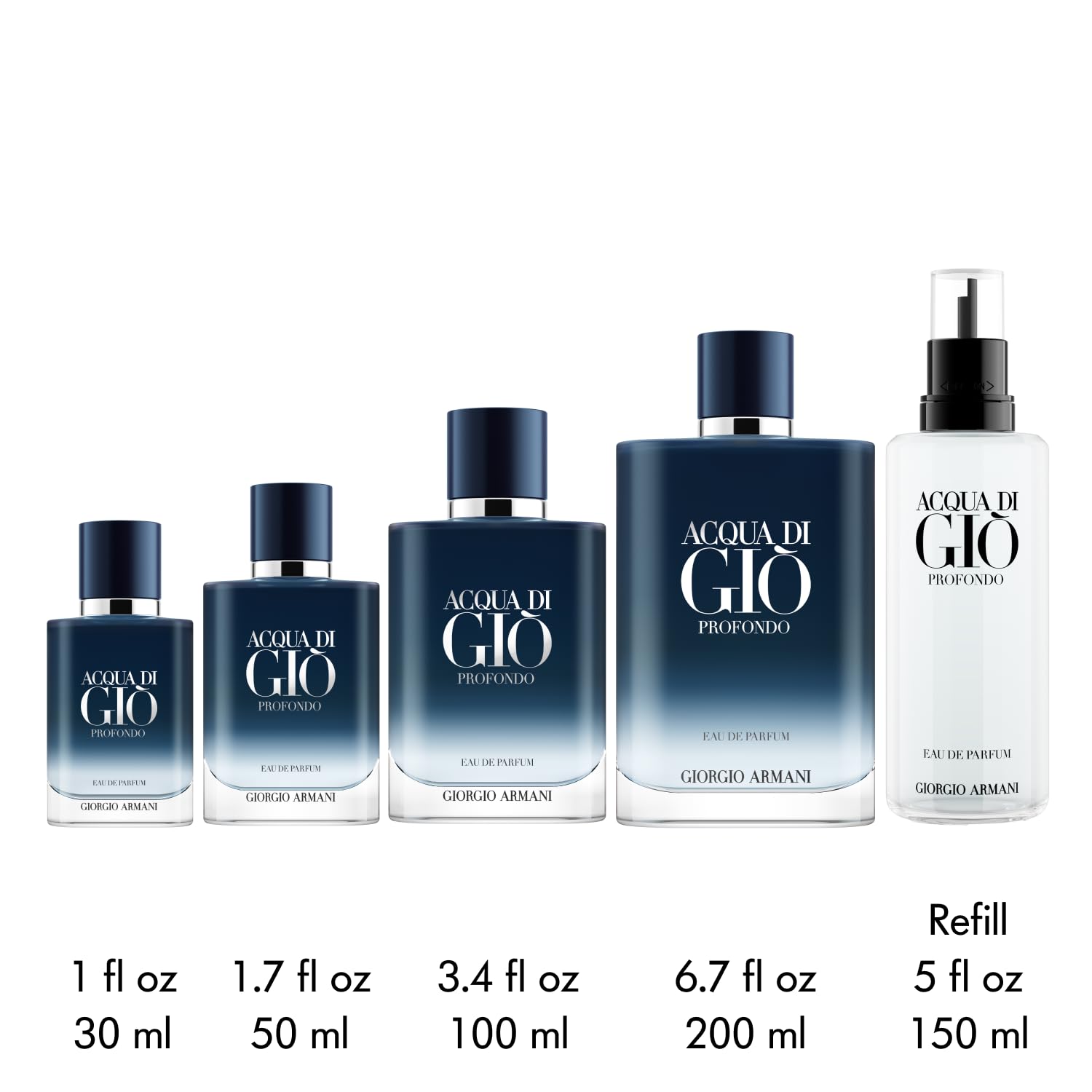 Armani beauty Acqua di Giò Profondo – Eau de Parfum Nachfüller – Köln für Männer – frischer & aromatischer Herrenduft – Mandarine, Lavendel, Zedernholznoten