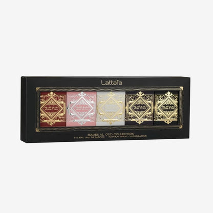 Lattafa Badee Al Oud Collection Set mit 5 Mini-Parfums, 5 ml, Eau de Parfum – Glory, Noble Blush, Amethyst, Honor & Glory und Sublime – Intensive und elegante arabische Düfte (Badee 5 x 5 ml)