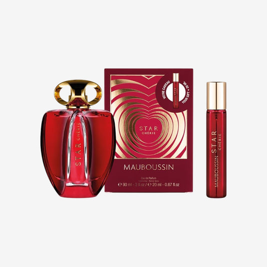 Mauboussin Star Chérie 90 ml + 20 ml (Travel Spray) – Eau de Parfum für Damen – Duft blumig, orientalisch, fruchtig & Gourmande