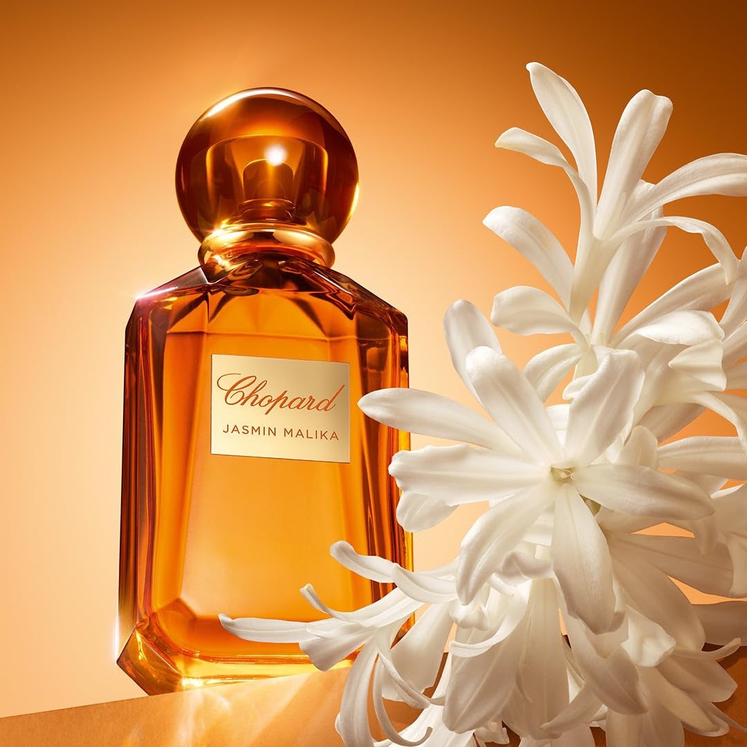 Chopard Jasmin Malika 100 ml – Eau de Parfum für Damen – Blumig-Chypre Duft – Blumige und Lichte Noten von Jasmin, Mandarinen und Patchouli – Orangefarbene Glasflakon