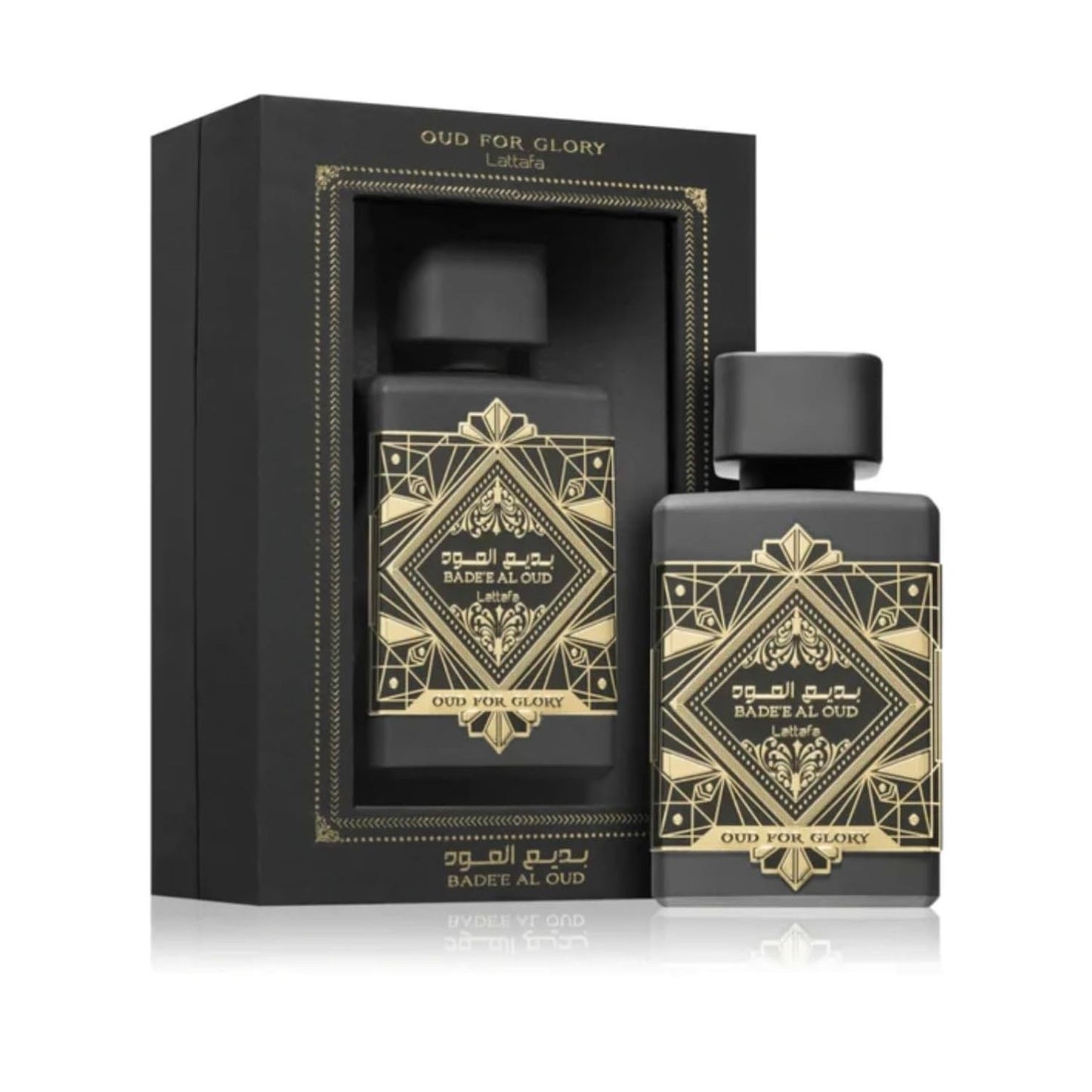 Lattafa Badee Al Oud - Oud for Glory EDP 100 ml, Unisex-Arabisches Parfüm mit langer Haltbarkeit, inklusive nachfüllbarem Zerstäuber 5 ml, Duft mit Oud-Holz, Muskatnuss, Safran und Patschuli (Oud for