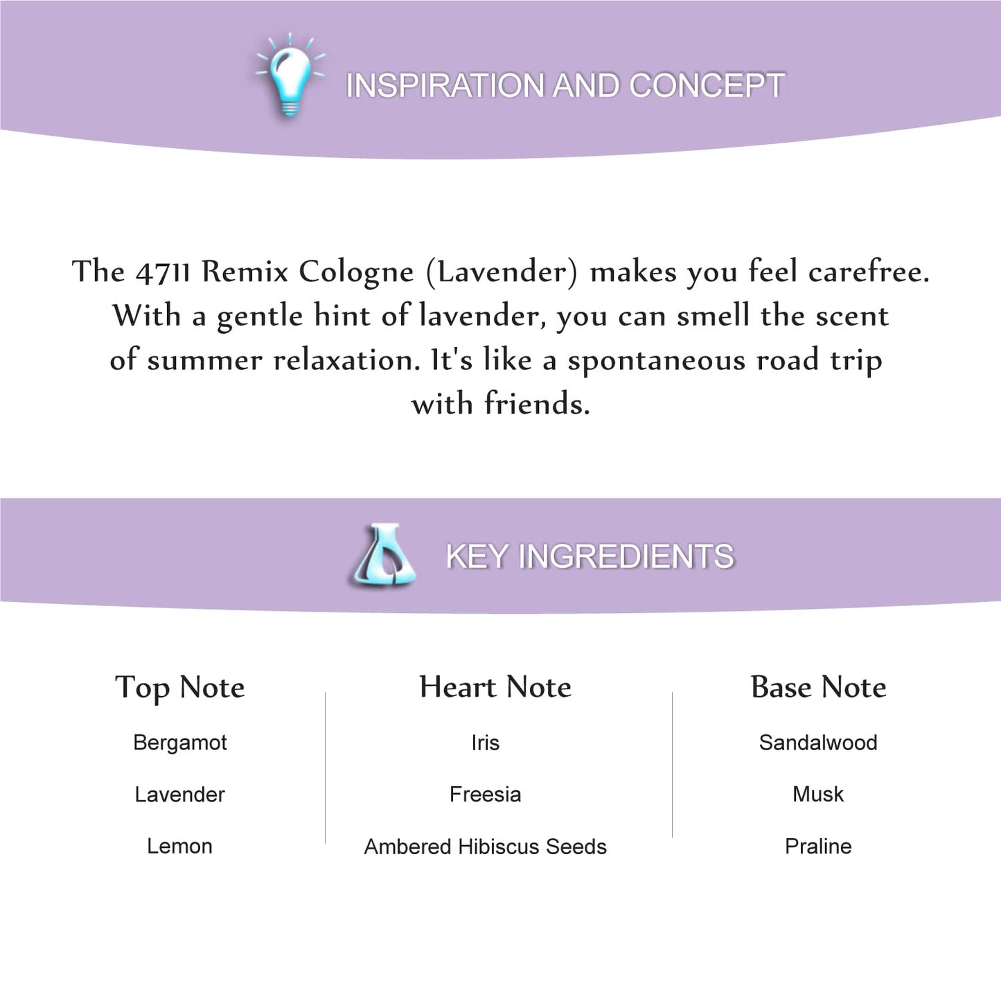 4711® Remix Cologne Lavendel I Eau de Cologne - frisch - floral - unbeschwert - die blühende Frische des Lavendels sommerlich neu ge-remixt! I 100ml Natural Spray Vaporisateur