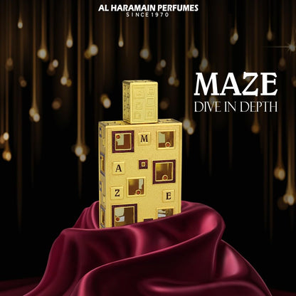 Al Haramain Maze Eau de Parfum 50 ml | Luxuriöses langanhaltendes Parfüm für Damen & Herren | Uni-Duft mit blumigen, holzigen und würzigen Noten | Arabisches Premium-Parfum mit Bergamotte & Rose