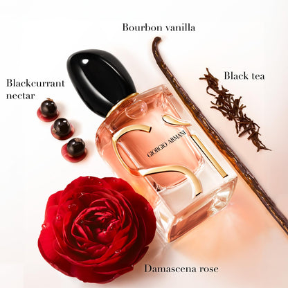 Armani – Sì Intense – Eau de Parfum – Parfüm für Frauen – Chypre Ambery Fruity Fragrance – Schwarzer Johannisbeer-Nektar, Damascena-Rose, Schwarztee-Noten – 10ml