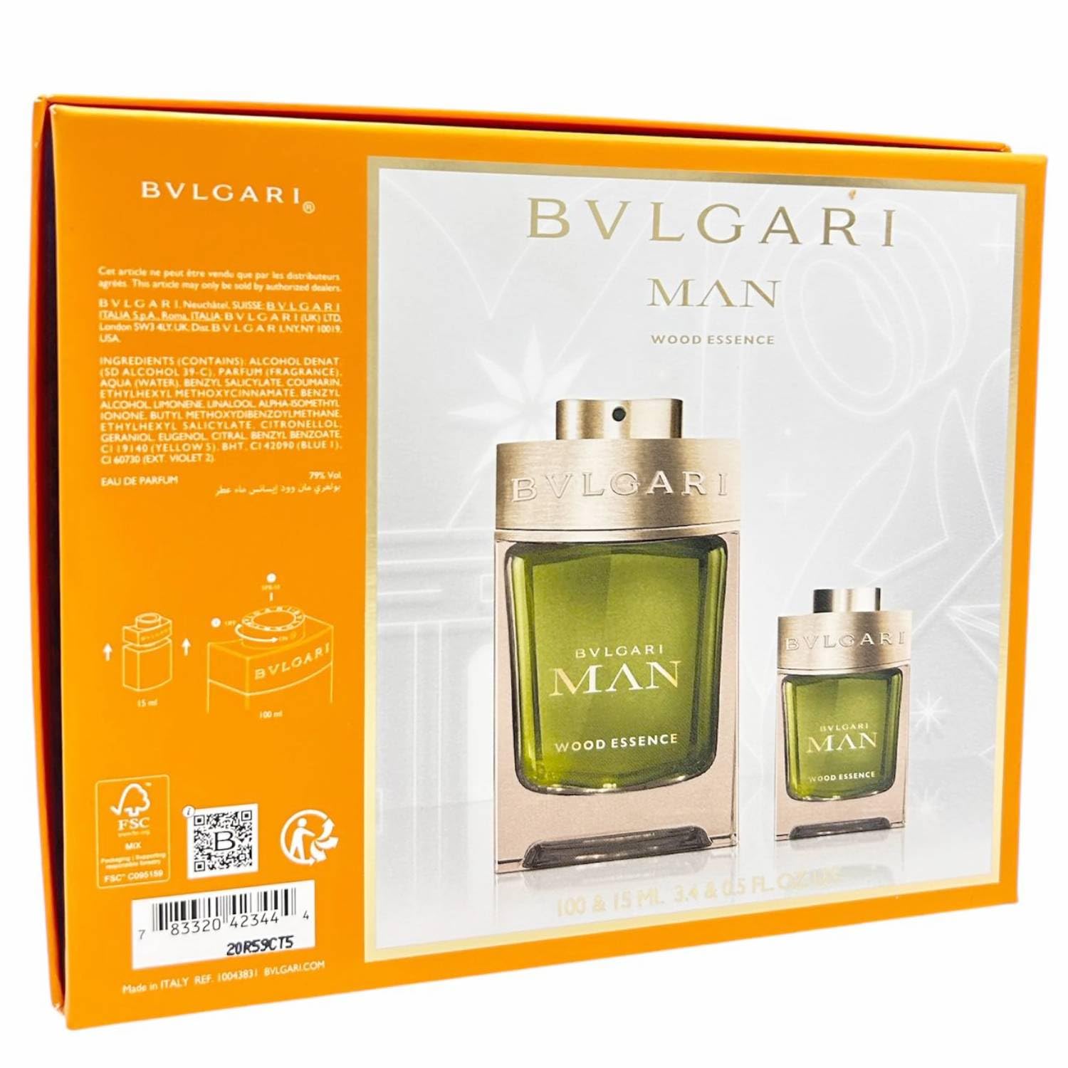 BVLGARI Man Wood Essence Set (Man Wood Essence EDP 100ml + Man Wood Essence EDP 15ml)