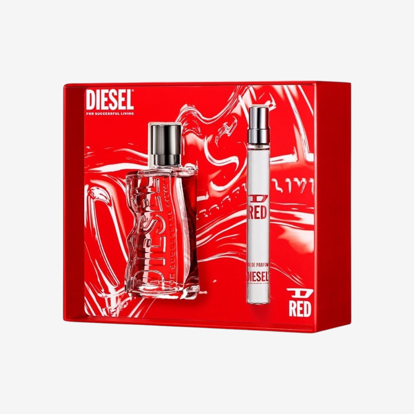 Diesel D by Diesel Red Eau de Parfum Set für Herren, 60 ml & 10 ml Travelspray, intensiver und frischer Herrenduft, langanhaltendes Parfum