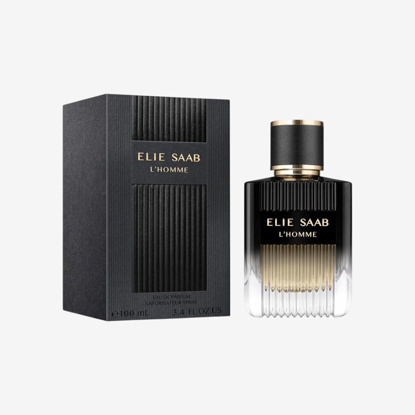 Elie Saab L'Homme 100ml - Eau de Parfum for Men - Woody Vetiver Fragrance - Refined Notes of Bergamot, Cedarwood, Vetiver, Patchouli and Myrrh - Black Gradient Varnished Glass Bottle