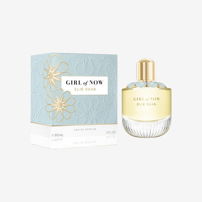 Elie Saab Girl of Now 90 ml – Eau de Parfum für Frauen – Blumiger Gourmand-Duft – Süchtig Machende Noten von Mandel, Orangenblüte und Patschuli – Transparenter Glasflakon