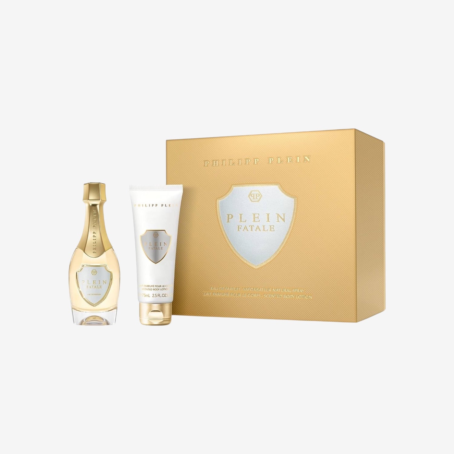 Philipp Plein Fatale Geschenkset für Damen, Eau de Parfum 50 ml und Körpercreme 75 ml, intensiver weiblicher Duft mit feuchtigkeitsspendender Körperlotion