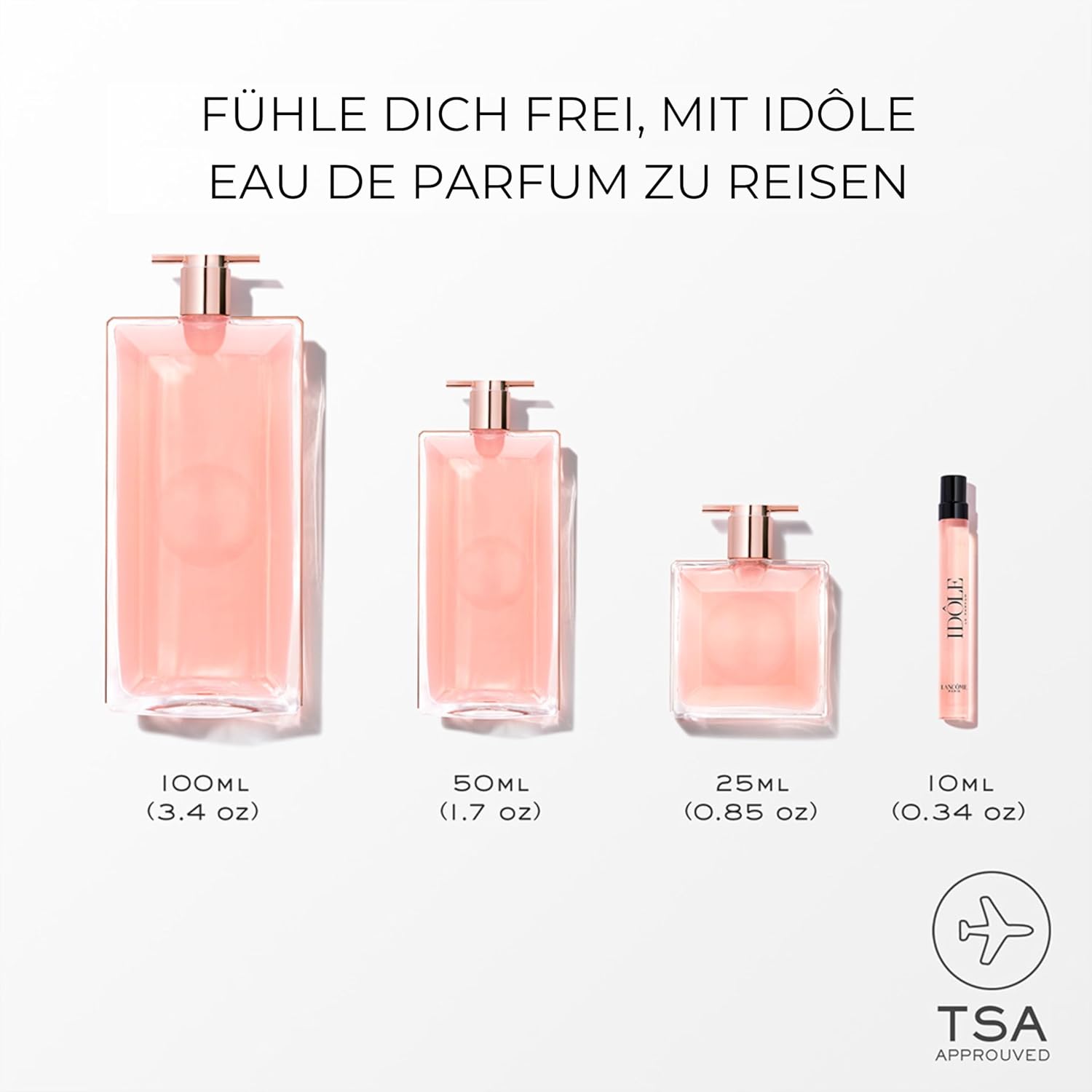 Lancôme Idôle Eau de Parfum, femininer, strahlender Duft mit Rose, Jasmin und Chypre-Akkord, nachhaltig und nachfüllbar
